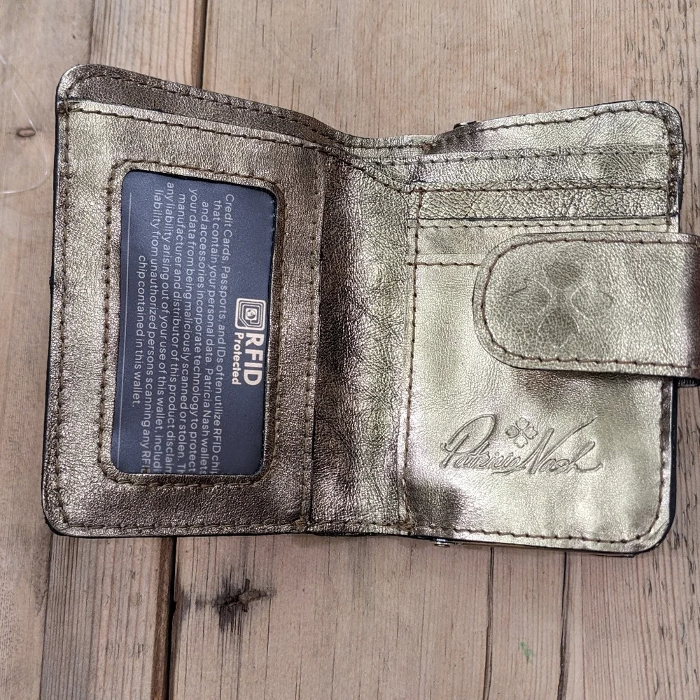 Patricia Nash Iberia Leather Wallet In Antique Gold​ - Picture 5 of 13